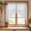 Retro Lace Curtain Half Curtain, Adjustable Lift Structure, Embroidery Floral Sheer Coffee Dustproof Window Screen