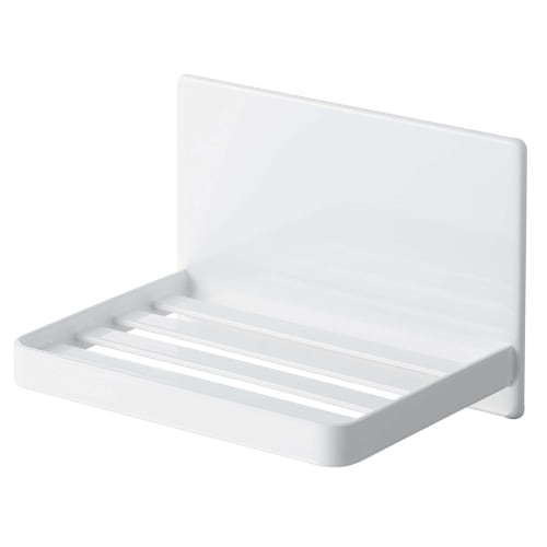 Yamazaki Magnetic Bathroom Soap Tray, White, Approx. 12cm W X 8.7cm D X 8cm H, Tower Design, Protects Soap from Water, 5556