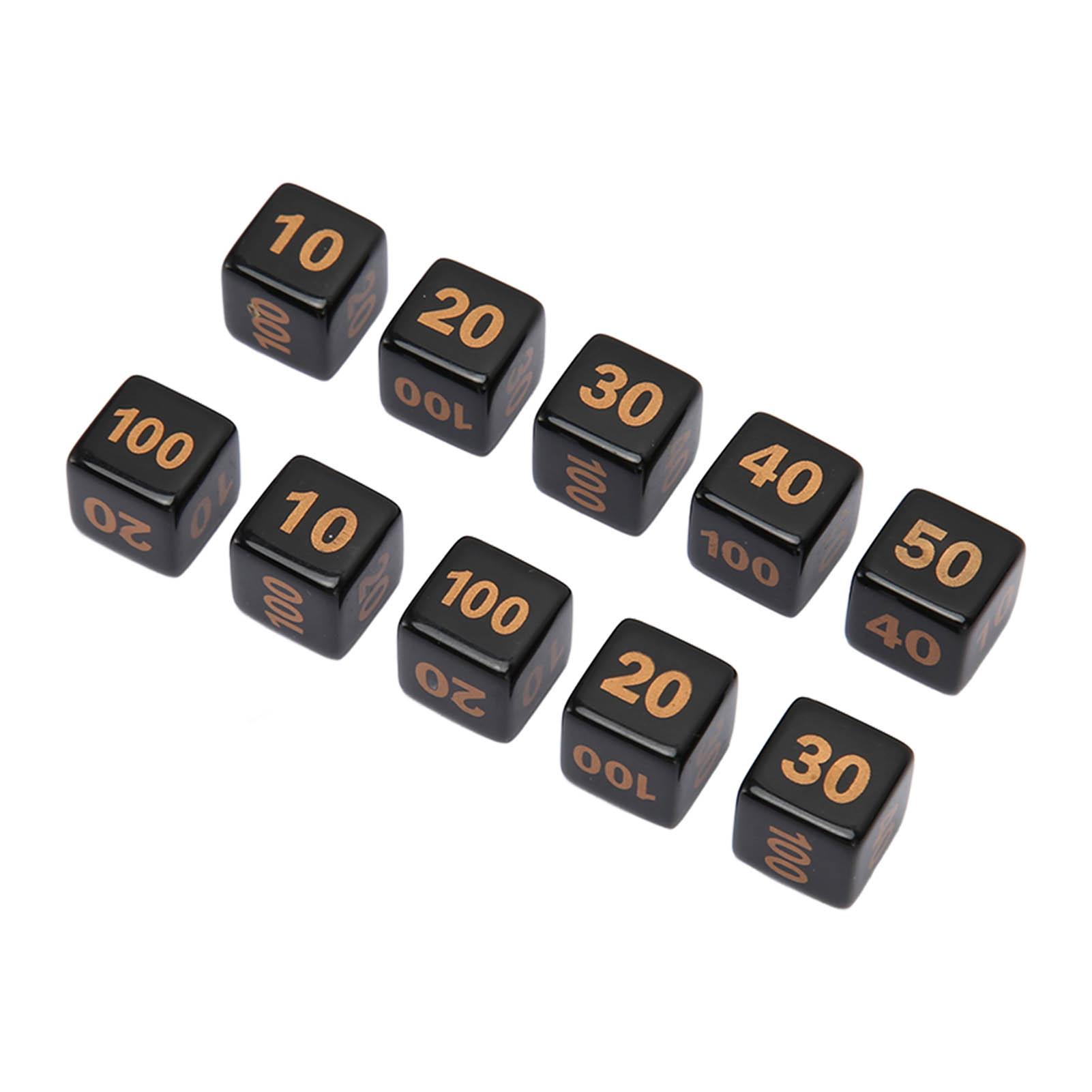 

Набор из 10 игральных костей, пластиковые прямоугольные 6-гранные игральные кости для настольных игр, образования, черного цвета