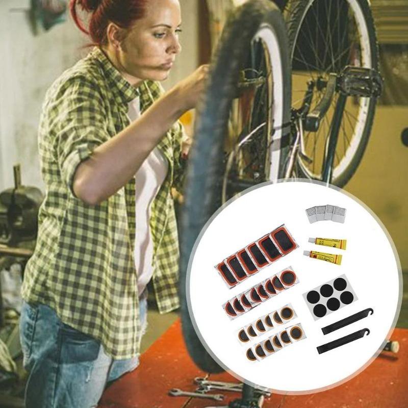 Outdoors Ride Bike Repair Kit With Portable Storagebox- Puncture Patches Bicycle Cycle Inner Tube Puncture Tyre Patch Glue Tool