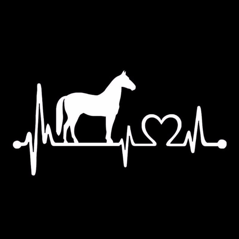 Bílý kůň Kreslený Elektrokardiogram Okénko auta Nárazník PVC Samolepka Nákladní auto Samolepka