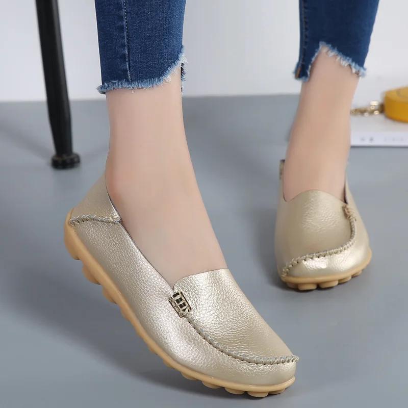 Flat Shoes Women Slip On Shoes for Women's Moccasins Genuine Leather Loafers Women Flats Ladies Shoes Plus Size Sapato Feminino