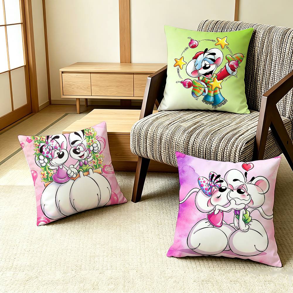 CuteWhimsical DDiddl Mouse Pillow Case Pattern Printed Pillowcase For Living Room Sofa Cushion Cover