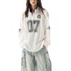 Unisex V-Neck Long-Sleeve Retro Jersey Top