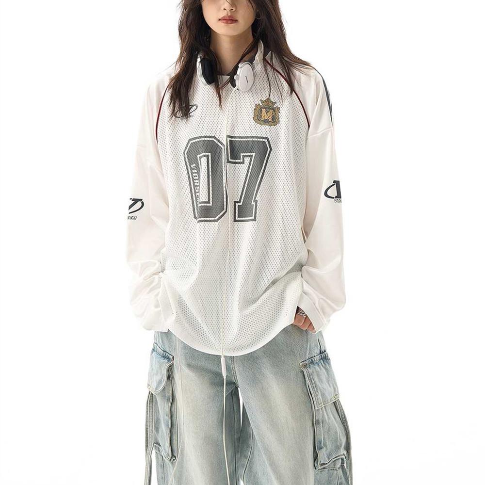Unisex V-Neck Long-Sleeve Retro Jersey Top