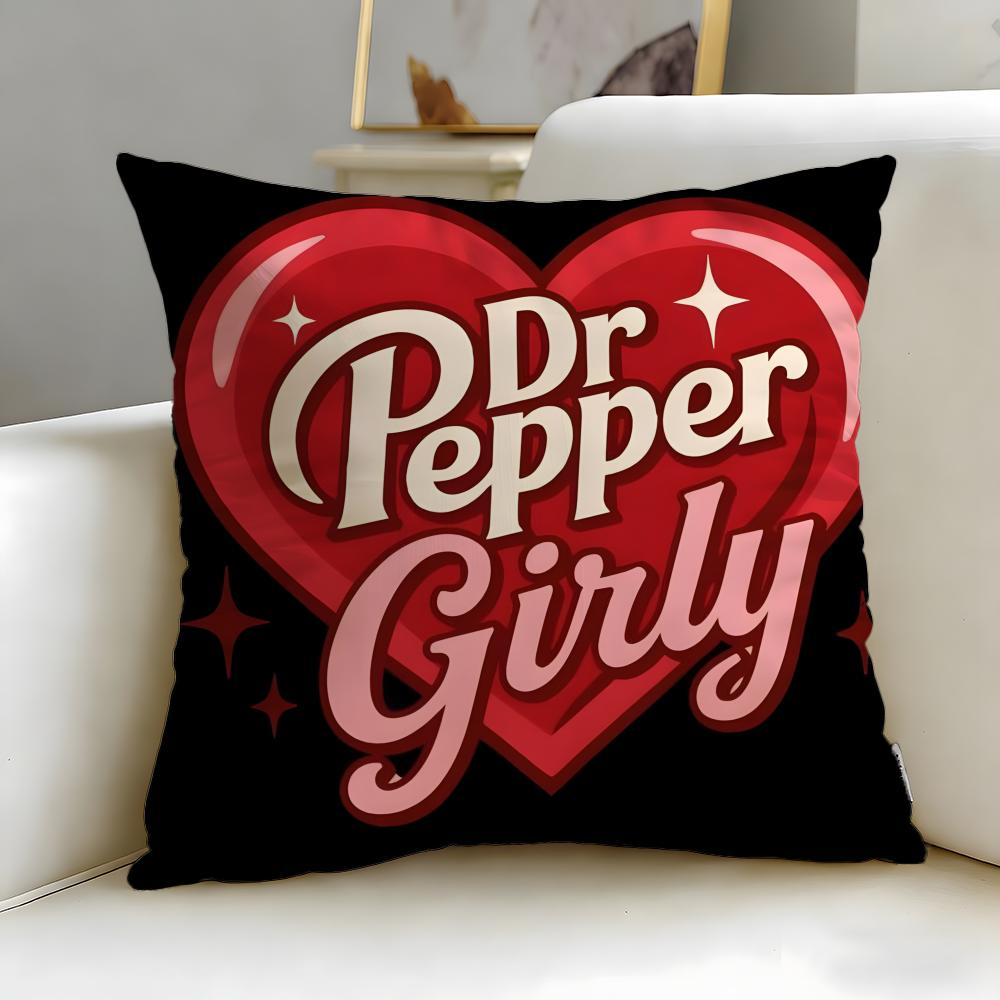 Classic Beverage Brand Dr Pepper Cushion Cover Soft & Easy-Wash Pillow Case – Versatile for Couch, Bed, Travel and Office