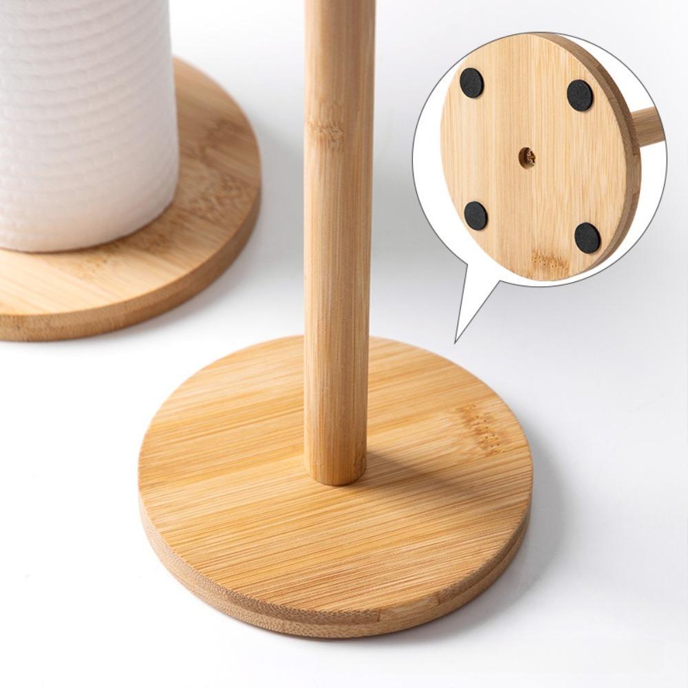 Vertikaler Bambus-Papierhalter Minimalistische Taschentuchrollen-Aufbewahrung für Badezimmer Küche Esszimmer Holz-Frischhaltefolien-Halter Zubehör