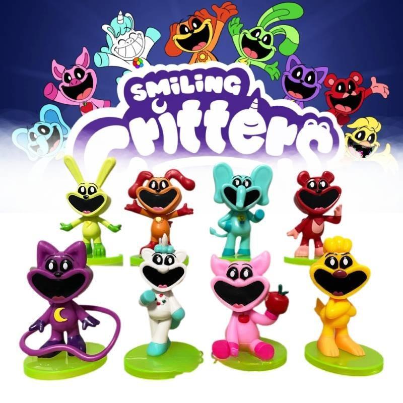 Adorable 8-9cm Smiling Animal Figurines Cake Toppers 8-pack 3d Models