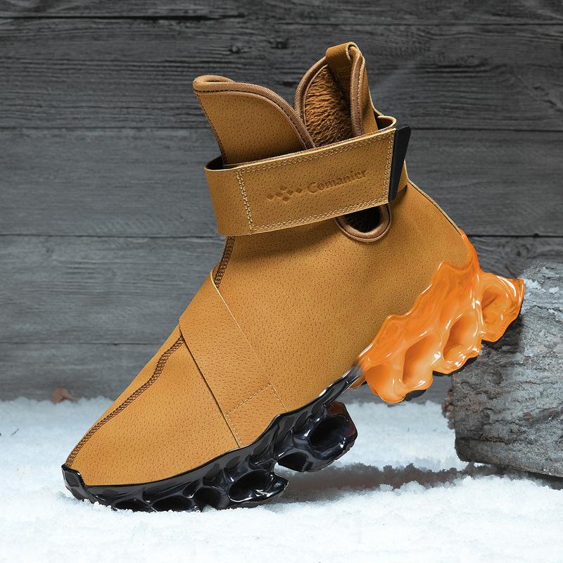 Large size autumn and winter new high-top velvet blade microfiber leather Martin boots men's leather boots cotton boots