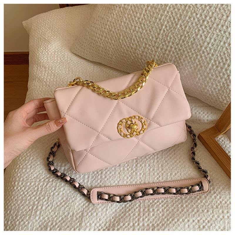 Rhombus Embroidery Thread Small Bag Women's New Fashion Versatile Chain Messenger Bag Exquisite Mini Square Bag