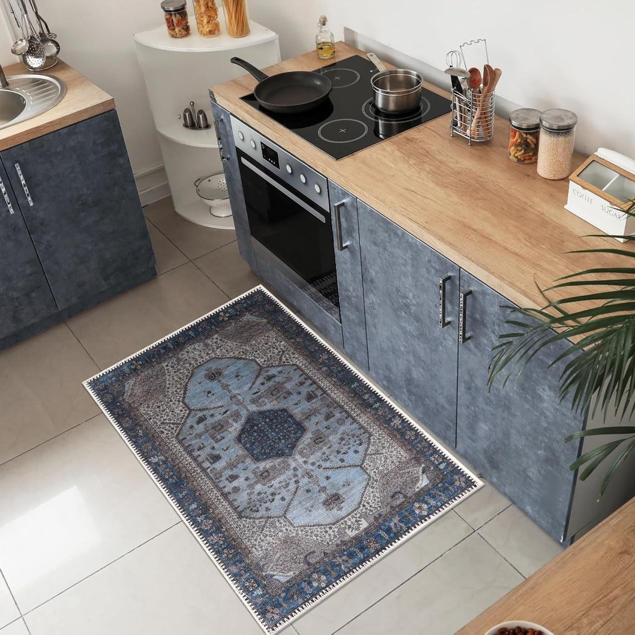 

Temu Persian Crystal Velvet Floor Mat Kitchen Water-Absorbing Oil-Absorbing Foot Mat Entrance Dirt-Resistant Door Mat Can Be 40 * 60cm High Density Machine Washable