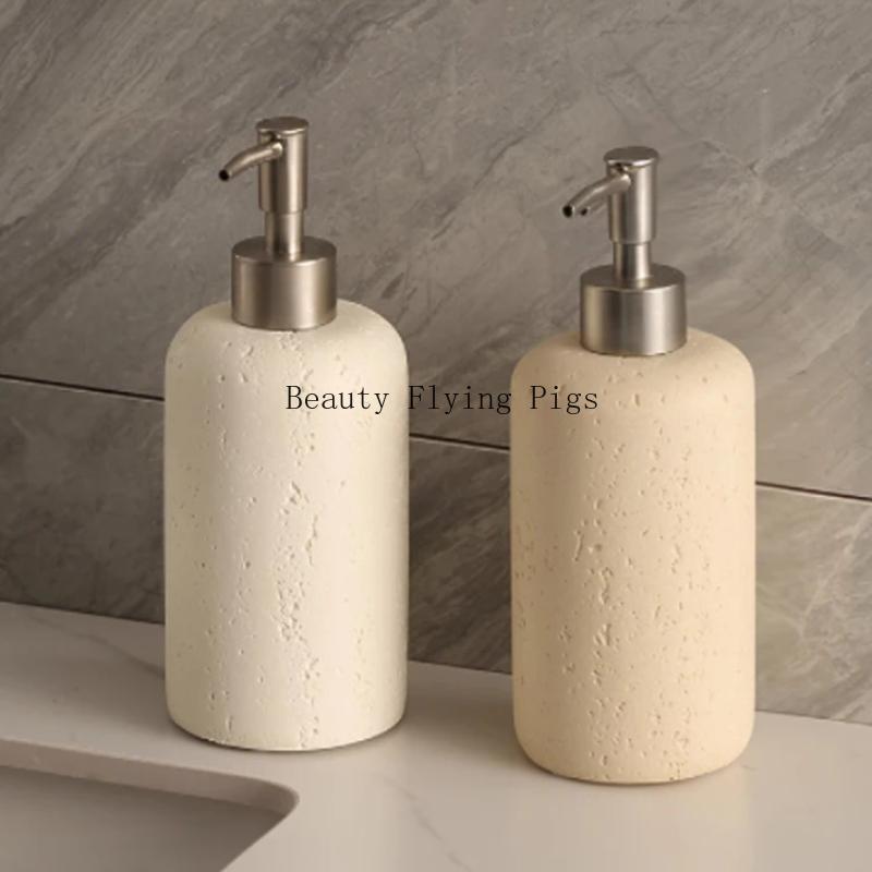 1pc Natural Stone Shower Gel Distribution Bottle, Household Storage Bottle, Bathroom Decoration, Liquid Distribution Bottle