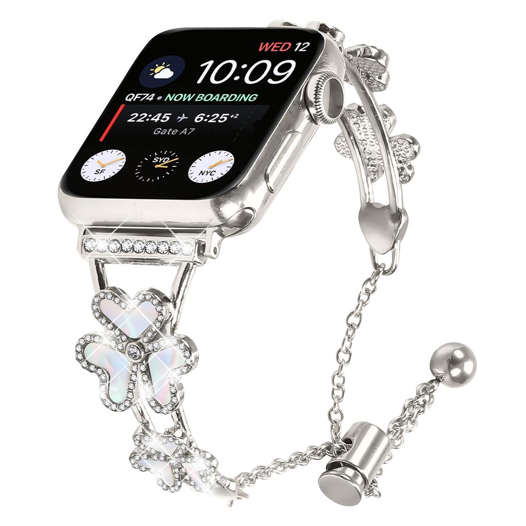 Metal Band Heart Clover Decor For Apple Watch Series 10 9 8 7 SE 6 5 4 3 2 1 42mm 41mm 40mm 38mm Watch Bracelet
