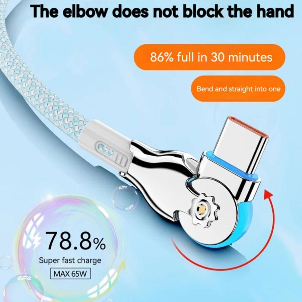 Fast Charging 180 Degree Rotation Cable Alloy Micro Type C Data Cable for Huawei Samsung Xiaomi Fast Charging Cable