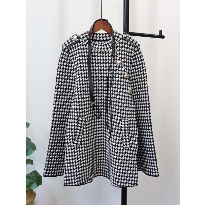 

Осень и зима новый пояс Qiandongge вязаное двустороннее шерстяное пальто-накидка женственность высокий класс куртка-свитер one size fits all чёрный