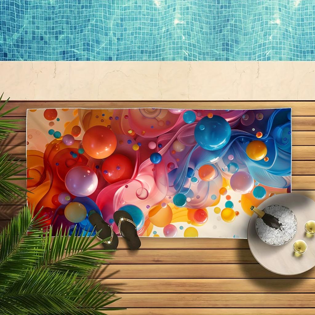 Balloon Pattern Beach Towel, Large Soft Absorbent Sun Protection Lightweight Towel For Beach Shower Swimming Pool Travel Vacatio