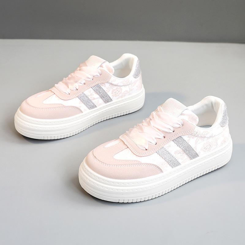 

Весна и лето Новые дышащие повседневные туфли Женская мода Универсальные цветные кроссовки для скейтбординга Студенческая платформа Бестселлеры Белые туфли 35 розовый