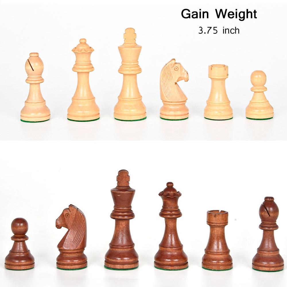 Wooden Chess Pieces Of King Heavy Weighted, Tournament Chessmen With 2 Extra Queens, Board Game Or Replaceme, 3.75In, 32Pcs