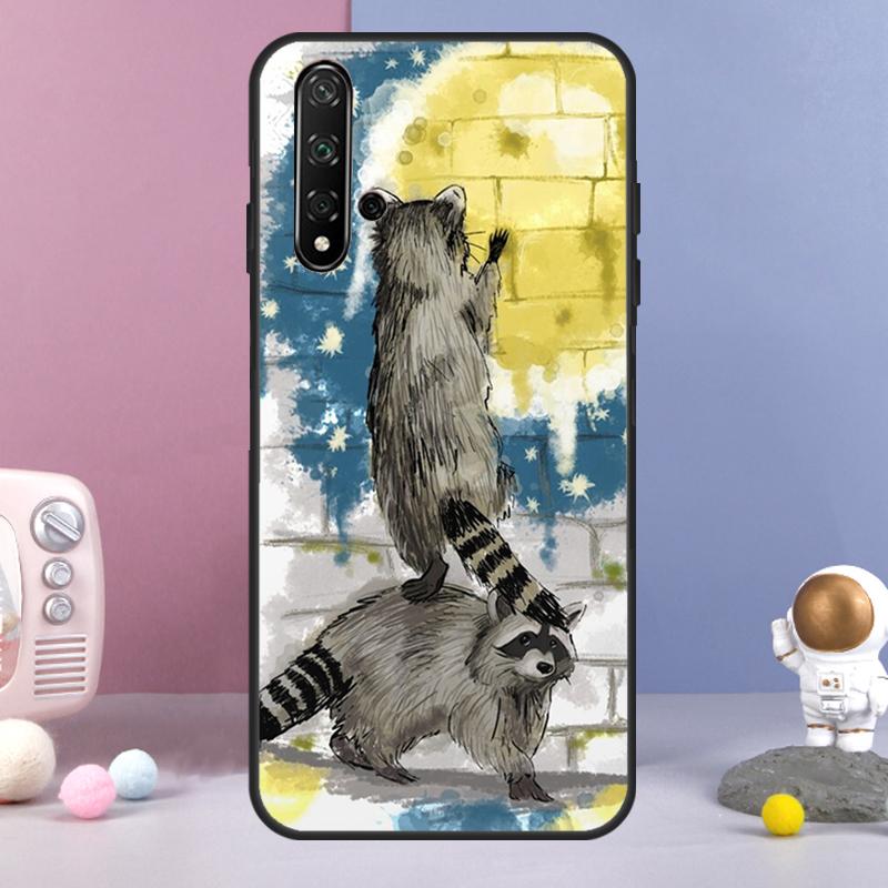 Cartoon Raccoon Kawaii For Huawei Nova Y60 Y61 Y70 Y72 Y73 Y90 Y91 9 10 SE 7i 8i 11i 12i P30 P40 Lite P60 Pro Case