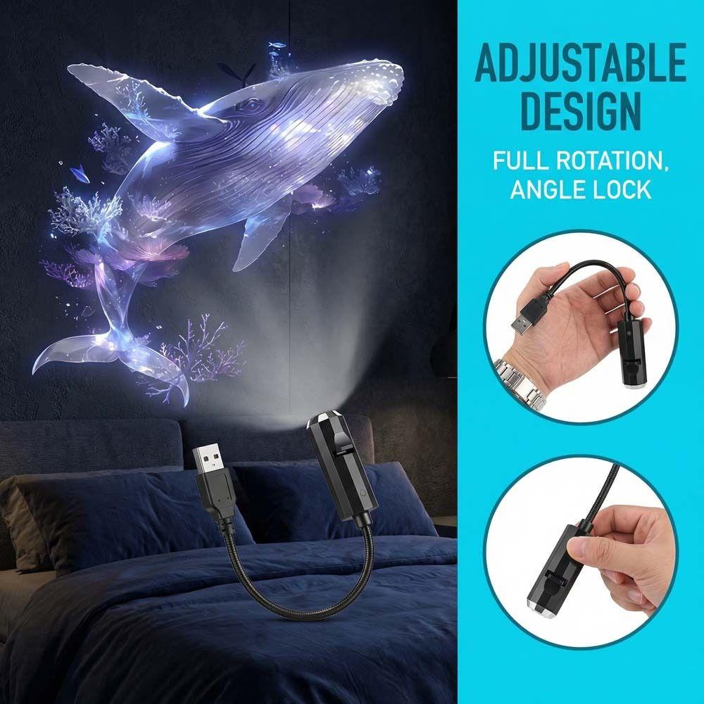 Whale LED USB Projector Light Portable Design Marine Projection Lamp  Bedroom Decor