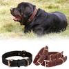 Leather Dog Collar With Vintage Copper Buckle For Medium Large Durable Dogs