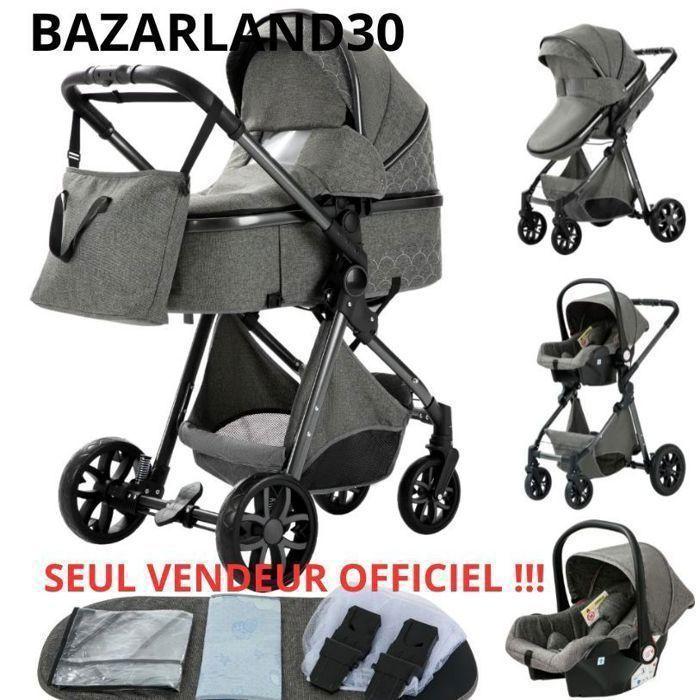 3-in-1 Baby Stroller Combined Car Seat Bassinet Trio Reversible Adjustable High Quality Puncture-Proof Wheels . DEEP GREY