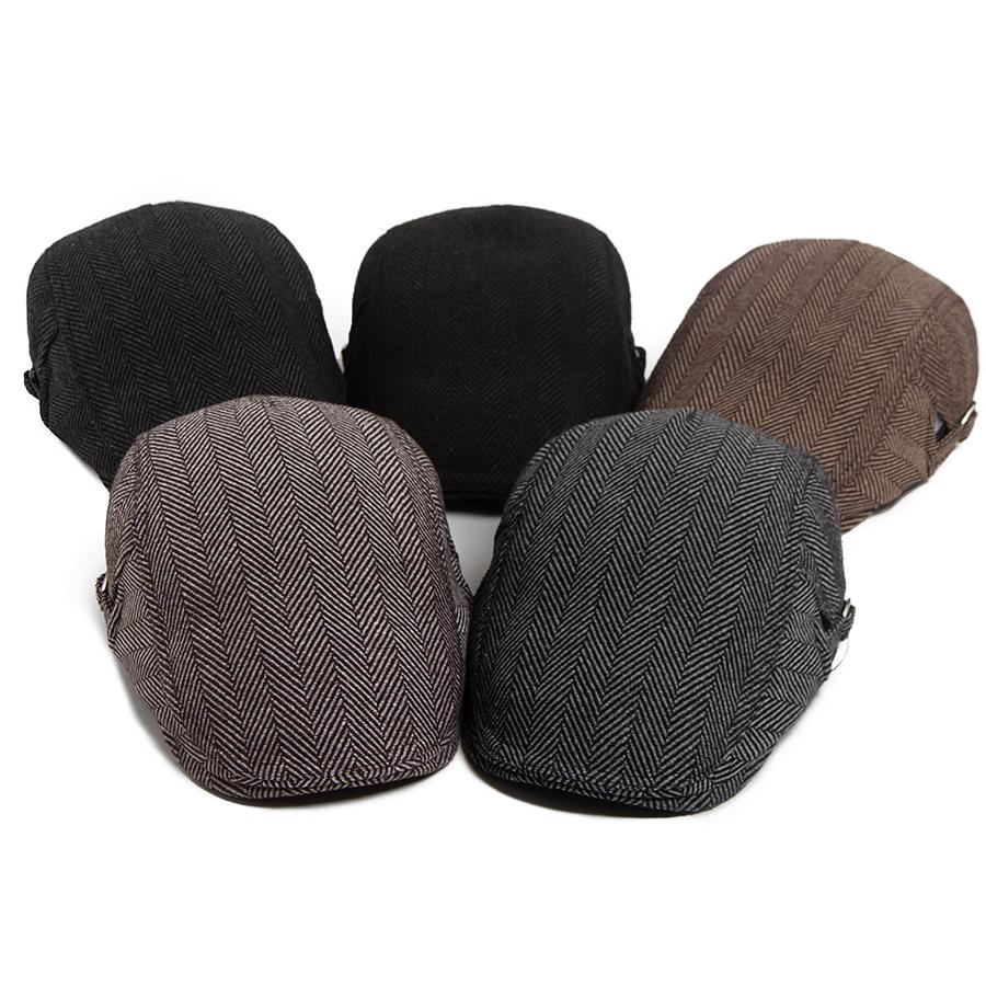 Berretto Lvy a Spina di Pesce Retrò Berretto Piatto Casual da Uomo Autunno Inverno Cappellino da Giornalaio Moda Stile Britannico Cappello Gatsby Con Regolabile