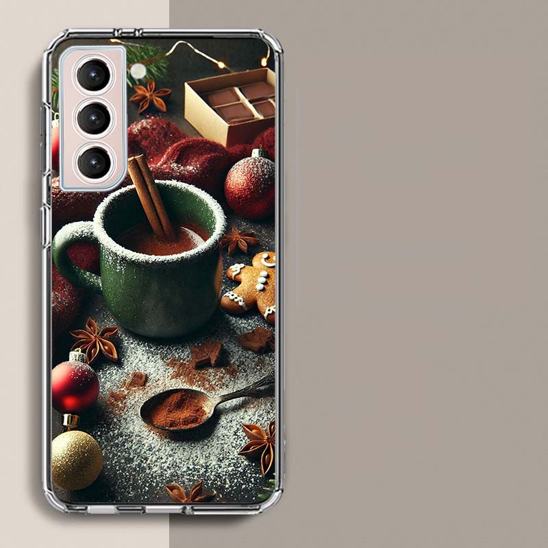Christmas Spiced Gingerbread Latte Phone Case For Samsung Galaxy S25 Edge S24 S23 FE S21 S20 S10 Plus S22 S26 Ultra Cover Clear