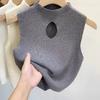 Turtleneck Hollow-out Knitted Hot Girl Camisole Tank Top Women's Early Autumn Retro Short Sleeveless Top