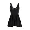 Women's Solid Deep V Sleeveless Backless Sleep Dress Lingerie Set