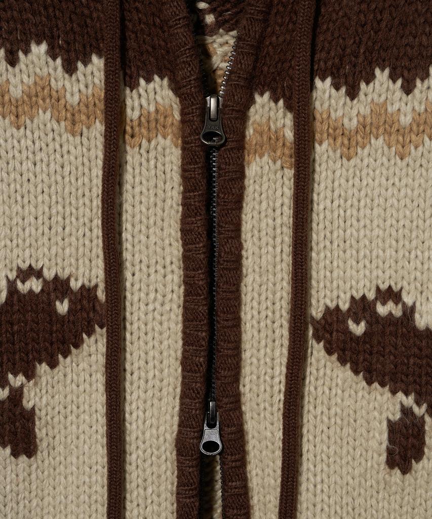 Physical Department Bear Two-Way Nordic Knit Zip-Up_Brown