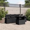 Vidaxl 5-Cz. Garden Lounge Set, Cushions, Black PE Rattan