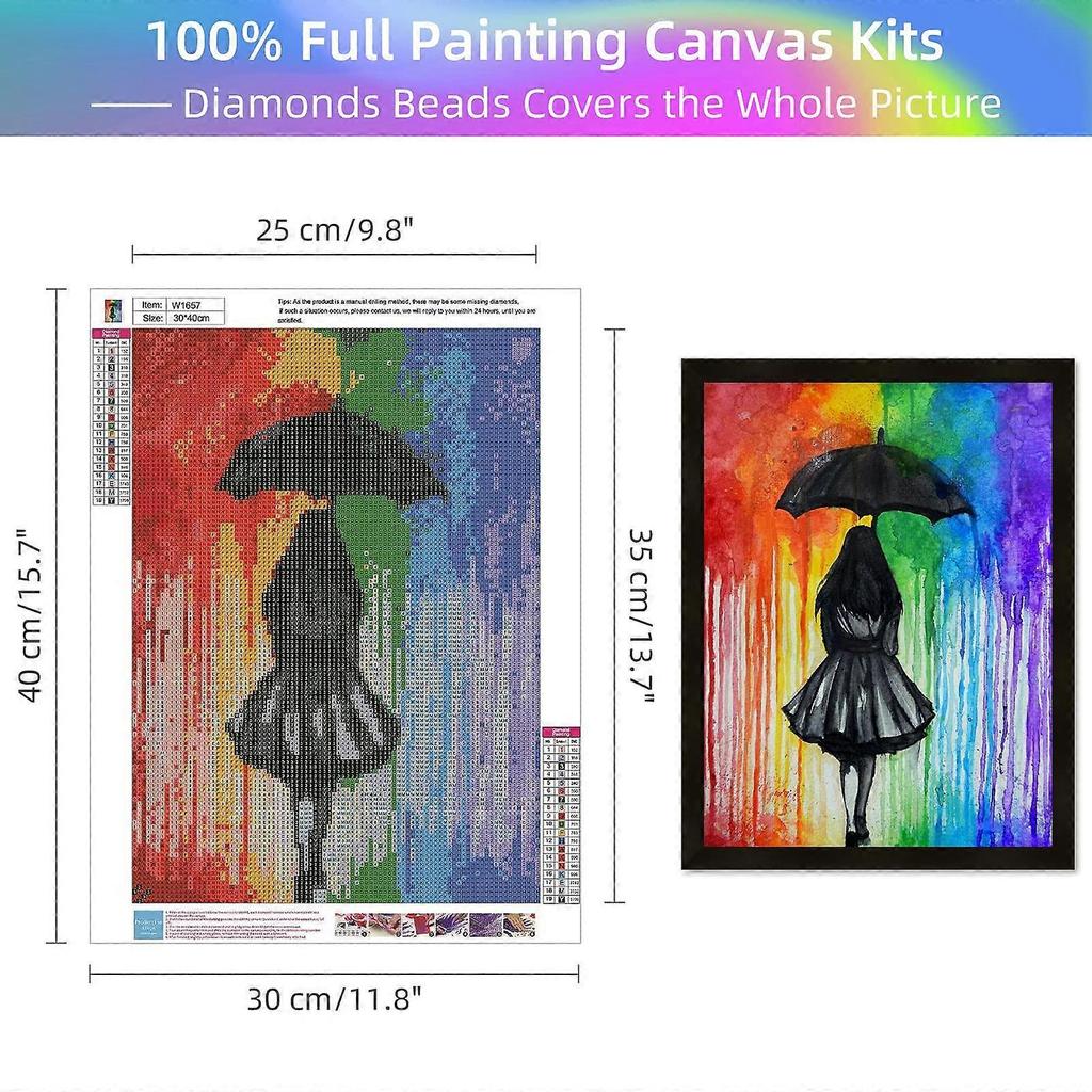 Diamond DIY Painting Art Kits for Adults Beauty Girl with Umbrella Full Round Drill Diamond Embroidery Kit Crystal