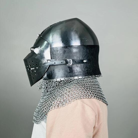 Nurnberg Bascinet Hounskell Helmet Barbuta Chainmail Steel Helmet Medieval Knight Chainmail Hand Forged LARP Best Gift