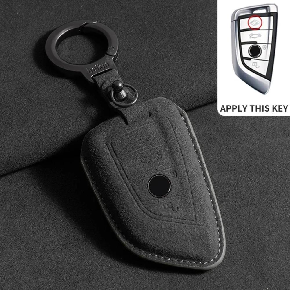 Car Key Case Cover Shell for BMW X1 X3 X5 X6 Series 1 2 5 7 8 F15 F16 E53 E70 E39 F10 F30 G30 G20 G11 G01 G02 G05 Suede Keychain