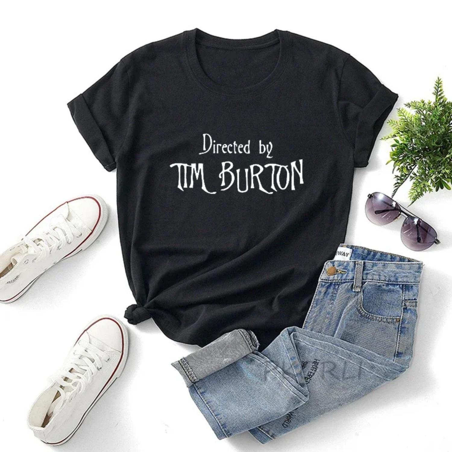 

Directed By Tim Burton T-shirt Women Harajuku Summer Letter Print Classic T Shirt Casual Short Sleeve O-neck Women s T-shirt XXXXXL