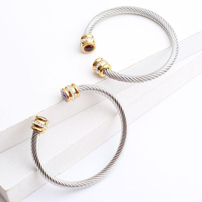 European & American 18K Gold-Plated Stainless Steel Bracelet with Zirconia
