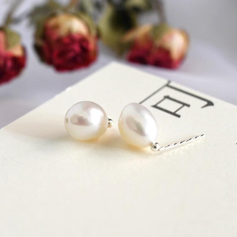 

Серьги из натурального пресноводного жемчуга для женщин. Серьги из серебра 925 пробы, простые и маленькие серьги в стиле. 8.5-9.5mm