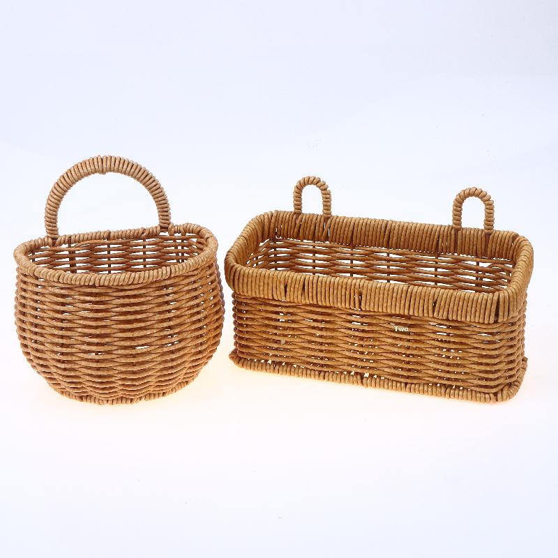 Imitation Rattan Woven Ginger And Garlic Egg Wall Hanging Storage Basket Bathroom Wall Hanging Basket