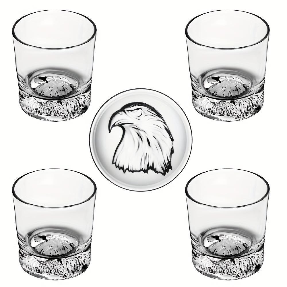4szt. 10 oz. Eagle Pattern Old Fashioned Whiskey Glasses - Idealne do szkockiej whisky, bourbonu, koniaku i koktajli - Solidne pudełko - Idealny prezent dla ojca