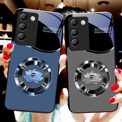 Коло Лотос Золотий Для Y72 33S 11 03 36 96 Lite 35 16 Iqoo 12 V40 SE 5G 29 40 21 30 X80 Pro Vivo Загартоване Скло Чохол для Телефону Чорний