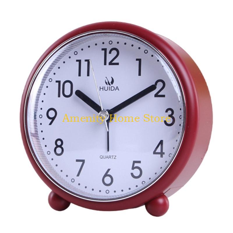 F26C Vintages Styles Alarm Clock 4inch Silents NonTicking Night Lights Feature Battery Operated Decoration for Bedroom or Office