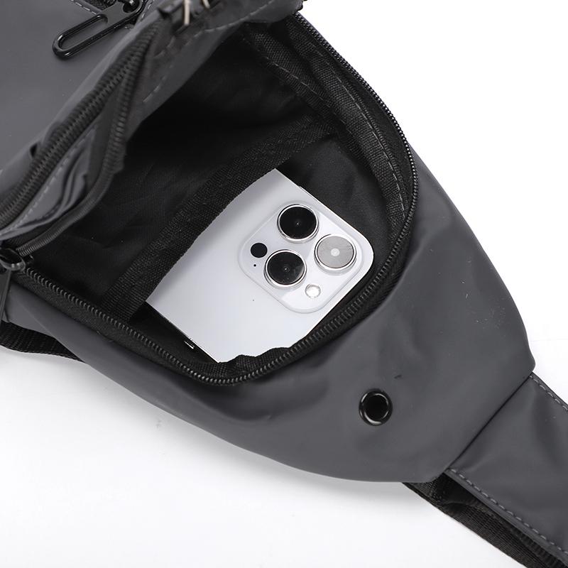 Minimalist Nylon Sling Bag with Multiple Zipper Pockets Casual Crossbody Chest Pack for Daily Travel