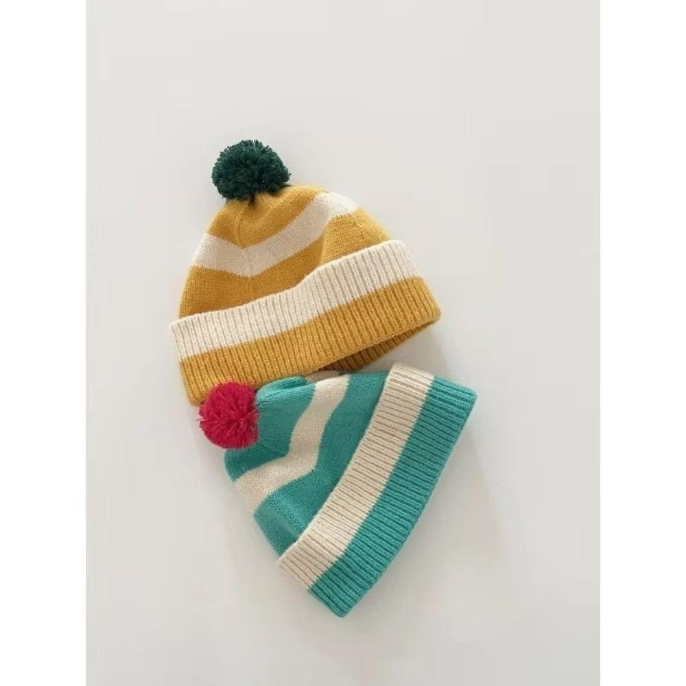 Korean Style Knitted Hat Advanced Stripes Cover Head Cap Fashion Couple Hat  Christmas Gift