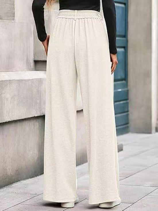 2025 Autumn/Winter European & American Ribbed High-Waisted Wide-Leg Women's Pants - Casual Commute Style