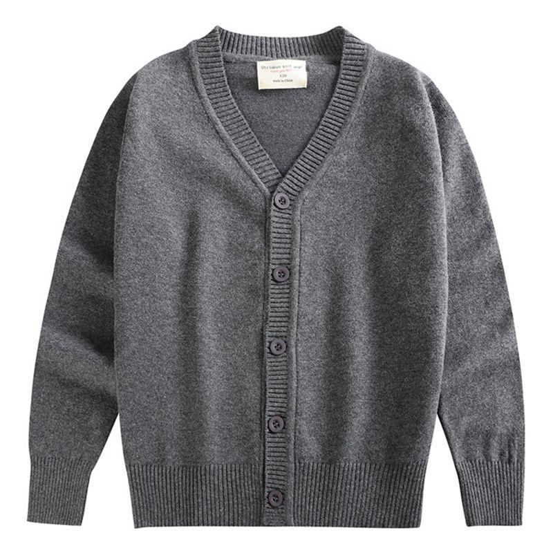 4-12 år Kid Strikket Cardigan Coat Vinter V-hals Knapp Genser