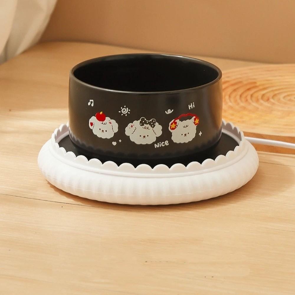 Cartoon Heated Pet Water Dispenser Constant Temperatur Intelligent Heated Dog Water Bowl Ceramics Quiet Cat Heating Bowl Winter