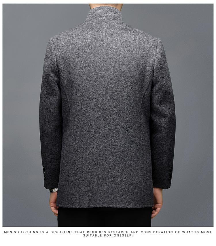 Men's Mid-length Double-sided Cashmere Coat with Detachable Down Liner, Thickened and Warm for Mid-aged