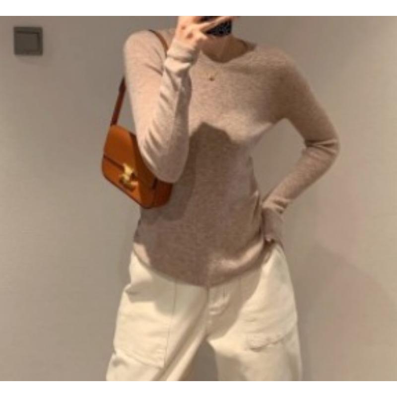 

Женский осенний зеленый топ с длинными рукавами и круглым вырезом, вязаный свитер с открытыми плечами, нижнее белье One Size