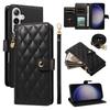 For Samsung Galaxy S24+/Galaxy S25+ Wallet Case with Straps,Rhombus Leather Stand Phone Cover